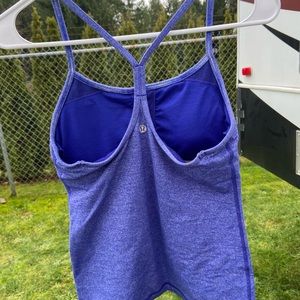 LULULEMON T purple top with built in bra and removable padding